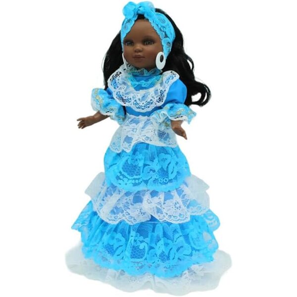 FOLK Bambola Santera Simona 40 cm Mulatta Abito Yemayah Artigianato Spagnolo