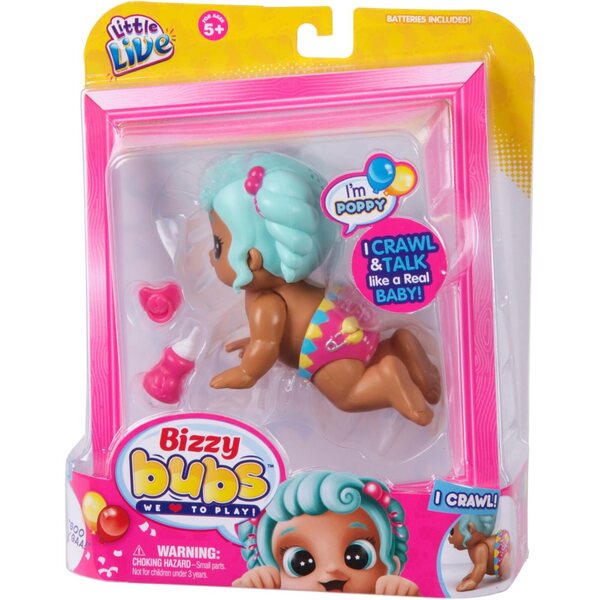 Little Live Bizzy Bubs Bambola Crawling Baby Poppy con Suoni e Movimento