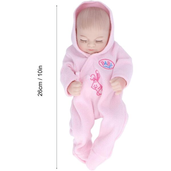 Reborn Akozon 10 Zoll Silikonpuppe, realistisch und weich, waschbarer Pyjama