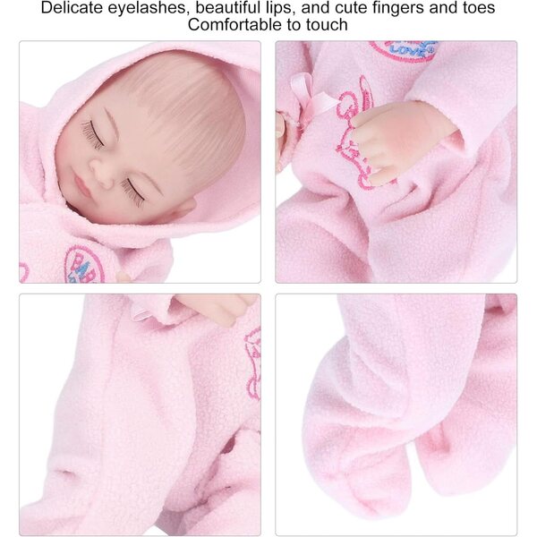 Reborn Akozon 10 Zoll Silikonpuppe, realistisch und weich, waschbarer Pyjama