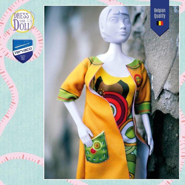 Kit cucito Vervaco Betty Funky Dress per bambole 29-30 cm, facile e creativo