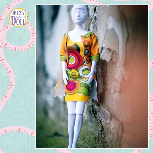 Kit cucito Vervaco Betty Funky Dress per bambole 29-30 cm, facile e creativo