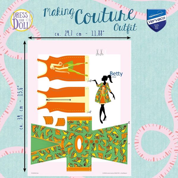 Kit cucito Vervaco Dress Your Doll - vestito per bambole 29-30 cm, facile da realizzare