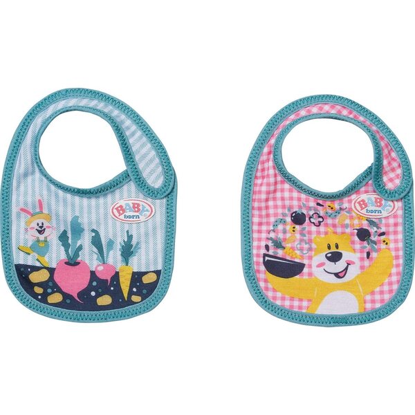 BABY born Set mit 2 Lätzchen 43 cm für Kinder ab 3 Jahren – einfach zu tragen, 2 Modelle