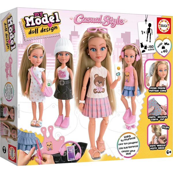 Educa My Model Doll Design Casual – Gelenkpuppen-Modeset für Kinder ab 6 Jahren