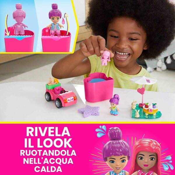 MEGA Barbie Color Reveal Cabrio mit Minipuppen und über 10 kreativen Überraschungen
