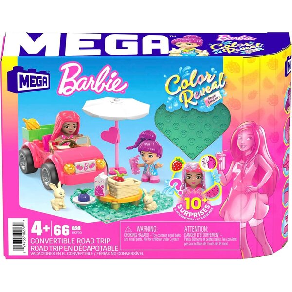 MEGA Barbie Color Reveal Cabrio mit Minipuppen und über 10 kreativen Überraschungen