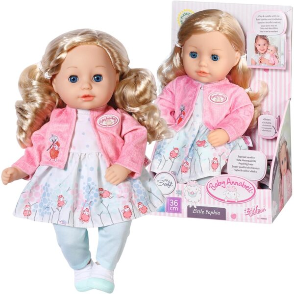 Baby Annabell Little Sophia 36 cm – Weiche Puppe mit blonden Haaren und Schlafaugen