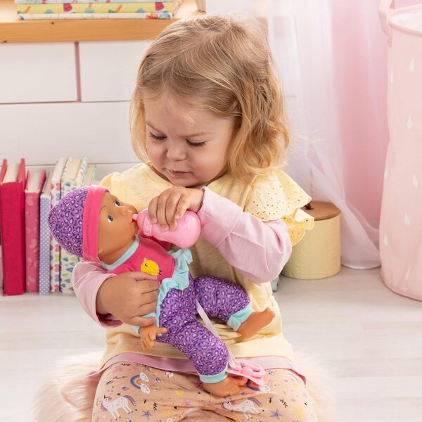 Bayer Design Kuschelpuppe 30 cm mit Fläschchen und Schnuller zum Kuscheln und Rollenspielen