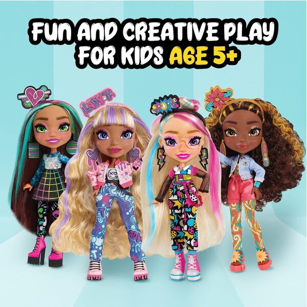 Just Play Art Squad Nene 10''-Puppe mit Neon-Kunst- und Modeset für kreative Kinder