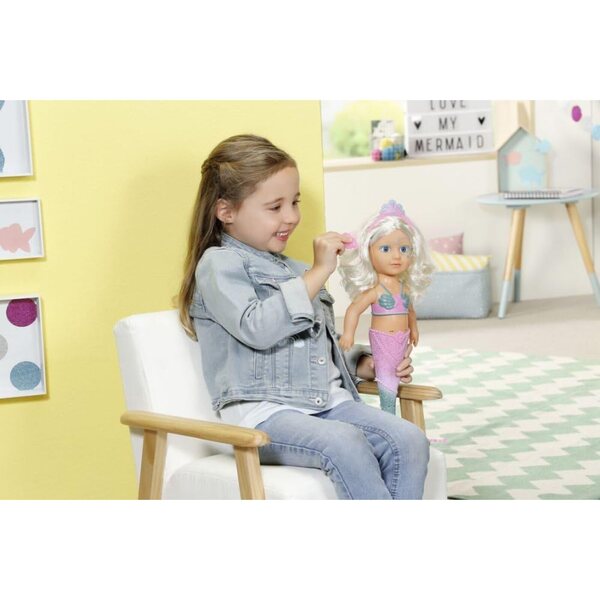 BABY born Little Bambola Sirenetta 46 cm con Diadema e Pettine per Bambini dai 3+