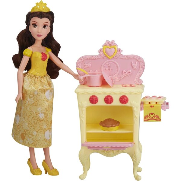 Disney Princess Belles königliche Küche – Spielset mit Puppe und Küchenzubehör