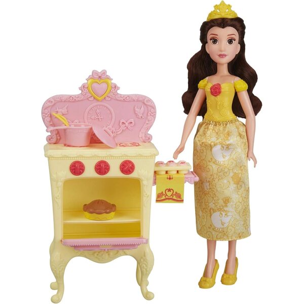Disney Princess Belles königliche Küche – Spielset mit Puppe und Küchenzubehör