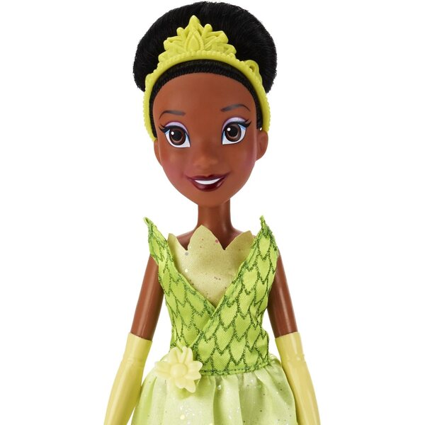 Disney Prinzessin Tiana, 29 cm große Puppe mit glitzerndem Kleid und königlichen Accessoires