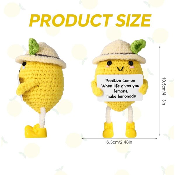 TOYMIS Positive Lemon Crochet 10,5x6,3cm Handgefertigte Baumwolldekoration