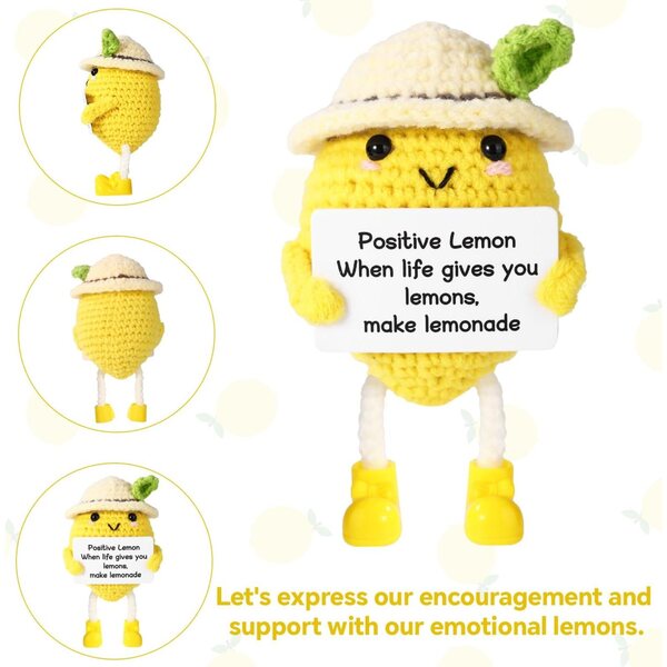 TOYMIS Positive Lemon Crochet 10,5x6,3cm Handgefertigte Baumwolldekoration
