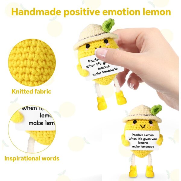TOYMIS Positive Lemon Crochet 10,5x6,3cm Handgefertigte Baumwolldekoration