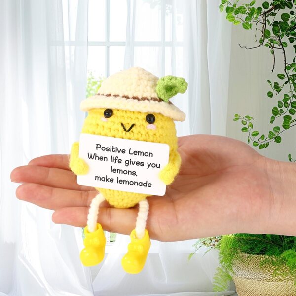 TOYMIS Positive Lemon Crochet 10,5x6,3cm Handgefertigte Baumwolldekoration