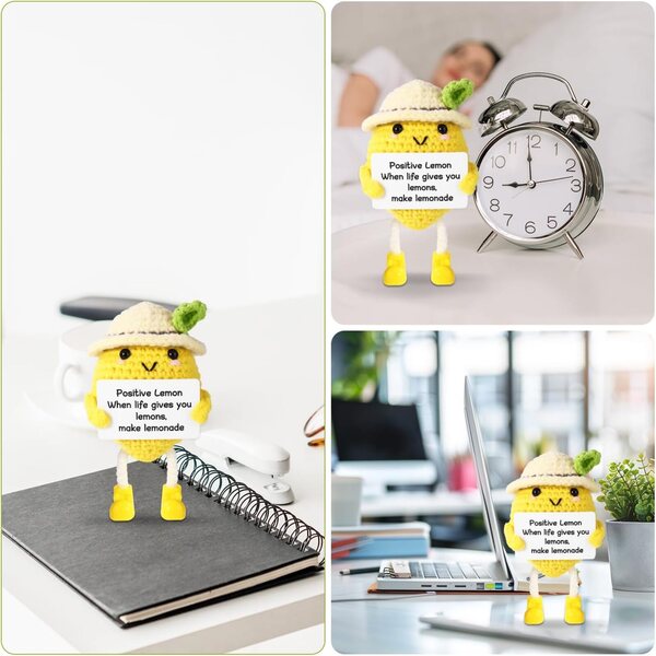 TOYMIS Positive Lemon Crochet 10,5x6,3cm Handgefertigte Baumwolldekoration