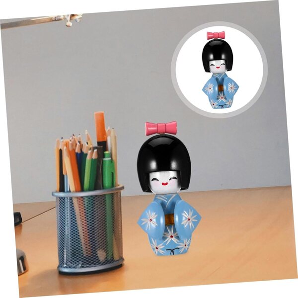 Cabilock 2 Bambole Kimono Giapponese in Legno - Decorazione Tradizionale Casa