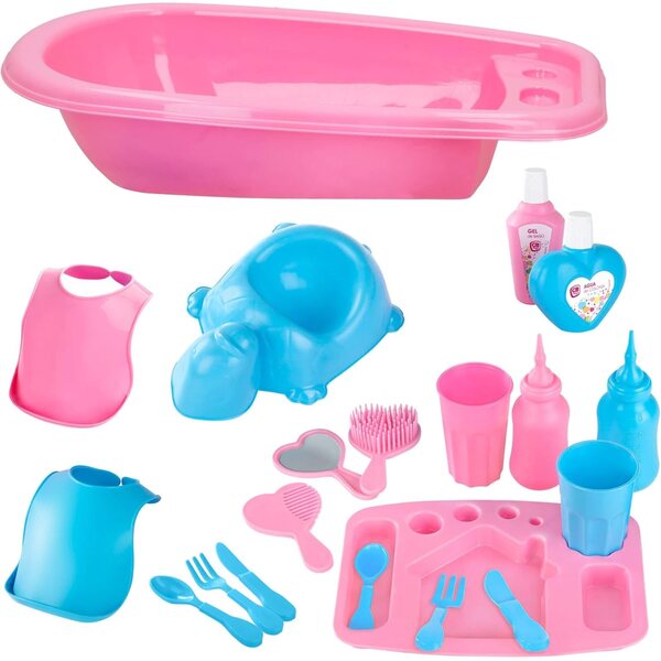 Colorbaby Baby-Zubehör-Set mit Wanne, 20-teilig für Pflege und Fütterung