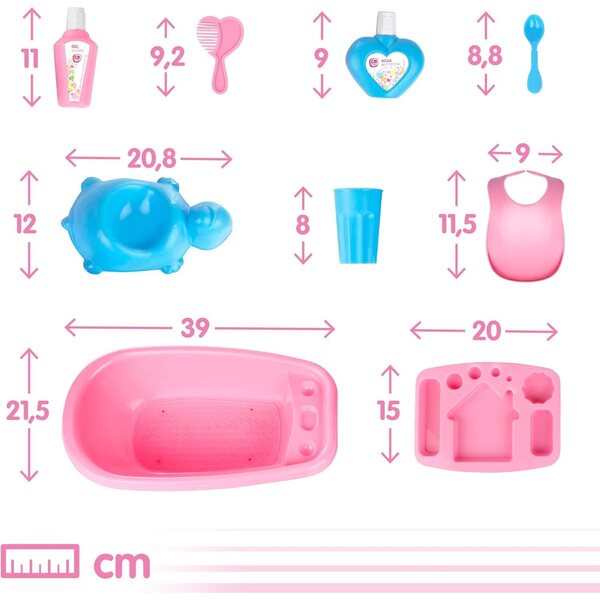 Colorbaby Baby-Zubehör-Set mit Wanne, 20-teilig für Pflege und Fütterung