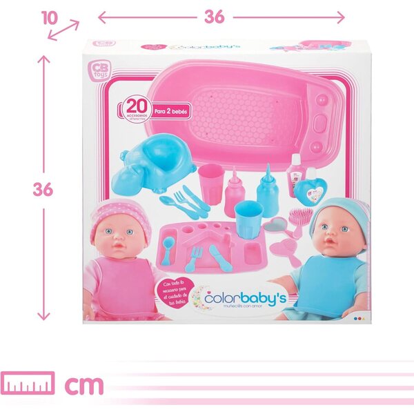 Colorbaby Baby-Zubehör-Set mit Wanne, 20-teilig für Pflege und Fütterung