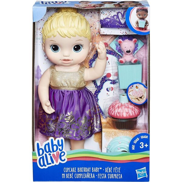Baby Alive Geburtstagspuppe mit Cupcake, Tiara und Partyzubehör für Mädchen