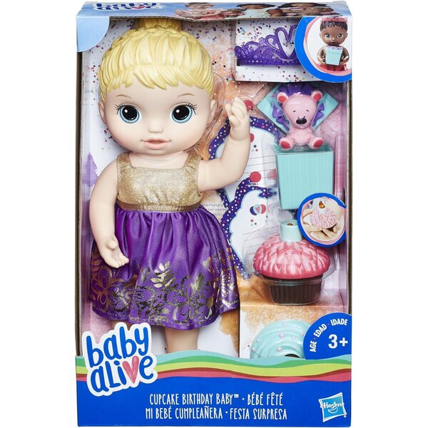 Baby Alive Geburtstagspuppe mit Cupcake, Tiara und Partyzubehör für Mädchen