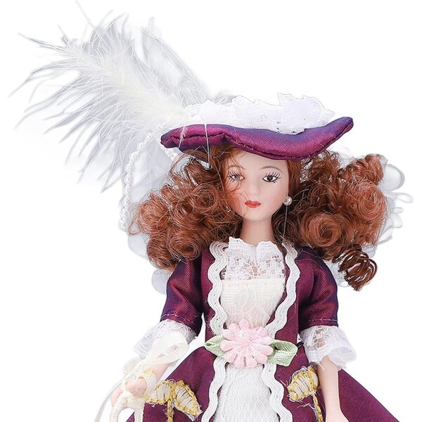 Bambola in Porcellana 1/12 Stile Vittoriano Gonna e Cappello Viola - Keenso