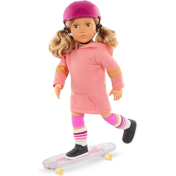 Poupée Our Generation Ollie 46 cm avec skateboard et accessoires, idéale à partir de 3 ans
