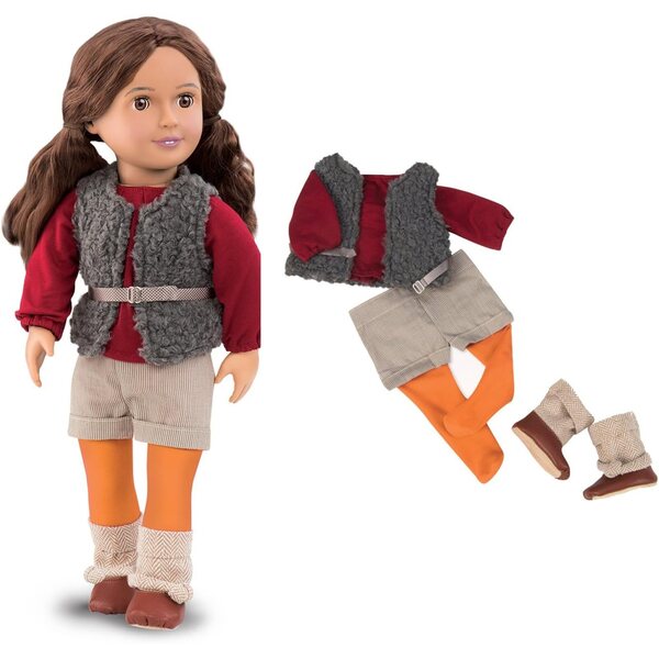 Deluxe Red Our Generation 18-Zoll-Kleid – einfach zu tragende Jacke und Shorts