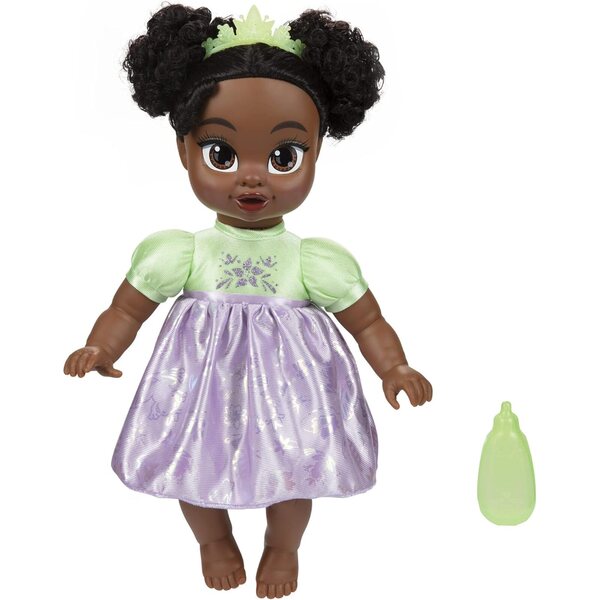 DP Tiana Deluxe Disney Princess Puppe mit Tiara und Flasche für Kinder ab 2 Jahren