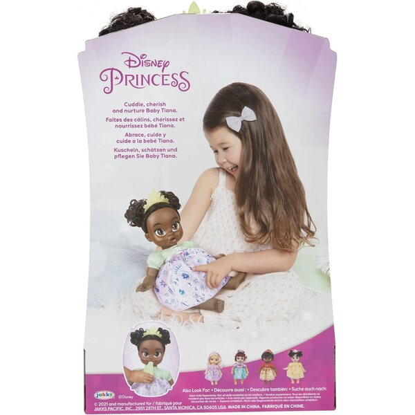 DP Tiana Deluxe Disney Princess Puppe mit Tiara und Flasche für Kinder ab 2 Jahren