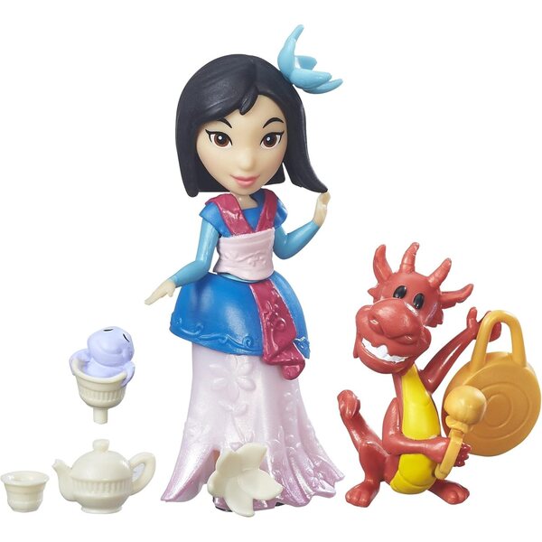 Disney Princess Little Kingdom Mulans Teeparty-Spiel mit 3-Zoll-Mulan-Puppe