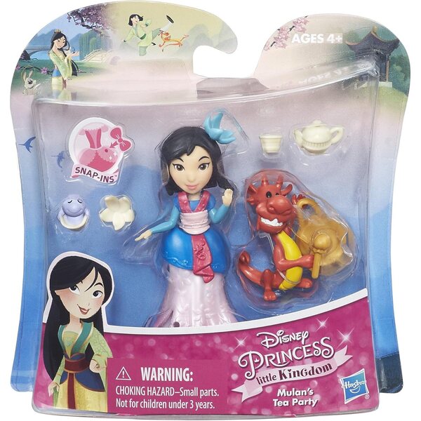 Disney Princess Little Kingdom Mulans Teeparty-Spiel mit 3-Zoll-Mulan-Puppe