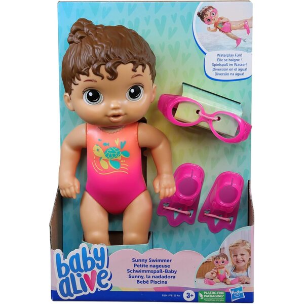 Baby Alive Sunny Swimmer 10-Zoll-Puppe mit Wasserspielzubehör