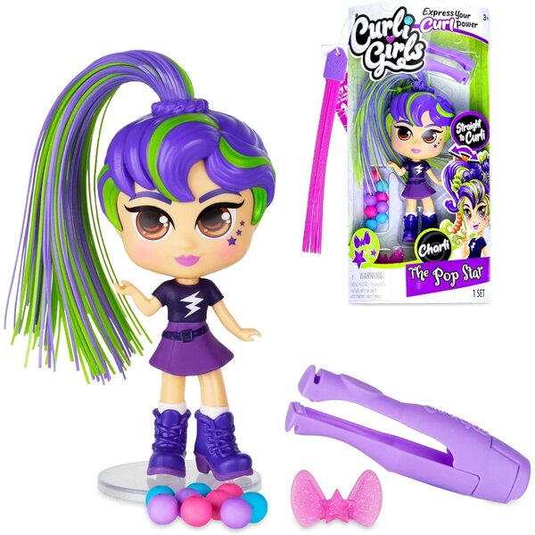 Basic Fun Curli Girls Charli, die Popstar-Puppe mit MagiCurl-Haaren zum Locken