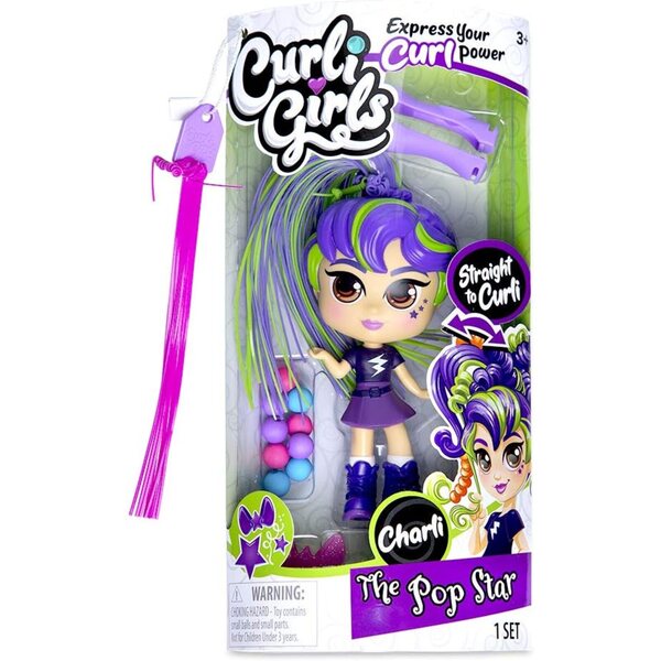 Basic Fun Curli Girls Charli, die Popstar-Puppe mit MagiCurl-Haaren zum Locken
