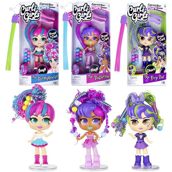Basic Fun Curli Girls Charli, die Popstar-Puppe mit MagiCurl-Haaren zum Locken