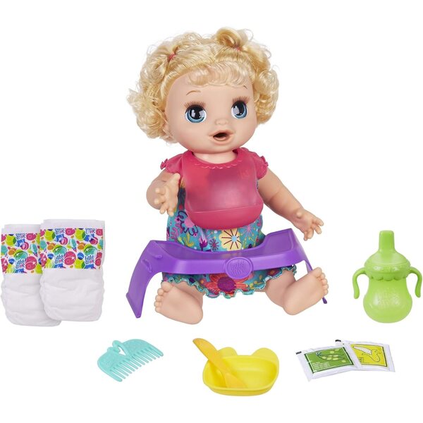 Baby Alive Love Eating interaktive blonde Puppe 33 cm mit 10 Zubehörteilen