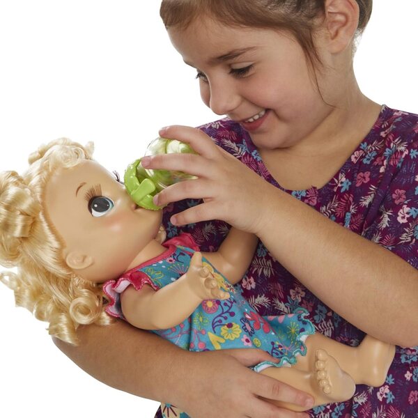 Baby Alive Love Eating interaktive blonde Puppe 33 cm mit 10 Zubehörteilen