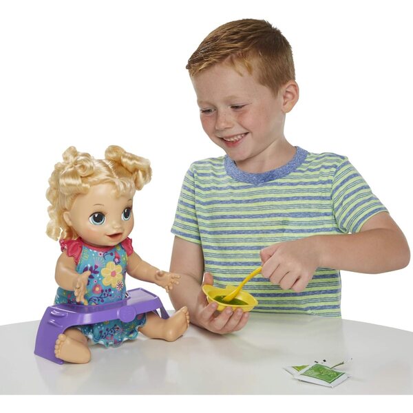Baby Alive Love Eating interaktive blonde Puppe 33 cm mit 10 Zubehörteilen