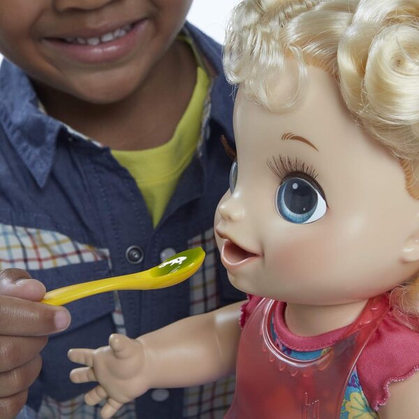 Baby Alive Love Eating interaktive blonde Puppe 33 cm mit 10 Zubehörteilen