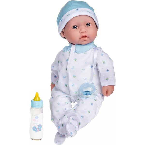 JC Toys La Baby 40 cm Puppe mit weichem Körper, Zauberflasche und Schnuller, +12 Monate
