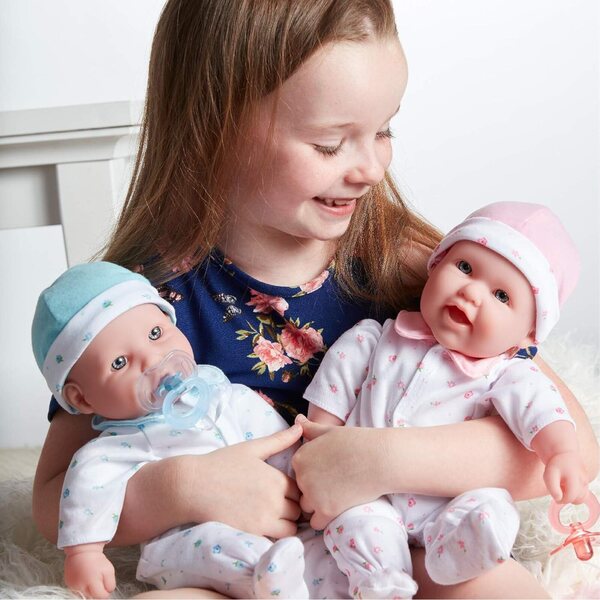 JC Toys La Baby 40 cm Puppe mit weichem Körper, Zauberflasche und Schnuller, +12 Monate