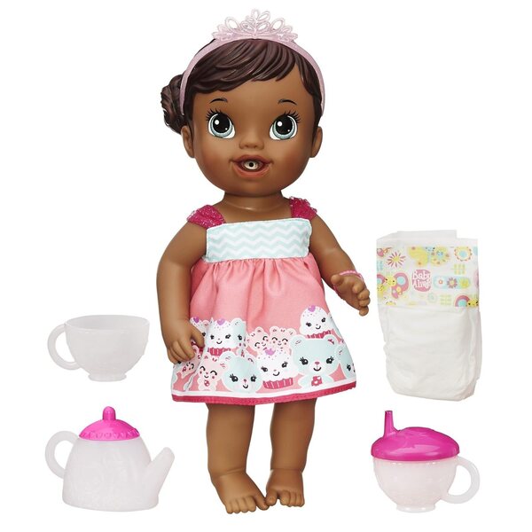 Baby Alive Lil' Sips Afroamerikanische Puppe mit Teeparty und komplettem Zubehör