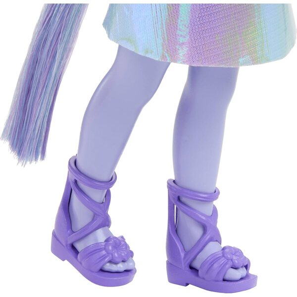Barbie Chelsea Einhorn 6-Zoll-Puppe mit lila Haaren, abnehmbarem Schwanz und Zubehör