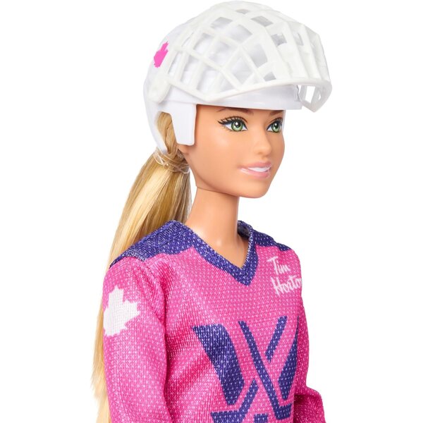 Barbie PWHL 2025 Hockeypuppe in Rosa, Lila und Blaugrün, inklusive Zubehör