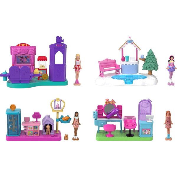 Barbie Mini-Spielsets: Interaktive Spiele mit 3,8 cm großen biegsamen Puppen für Kinder